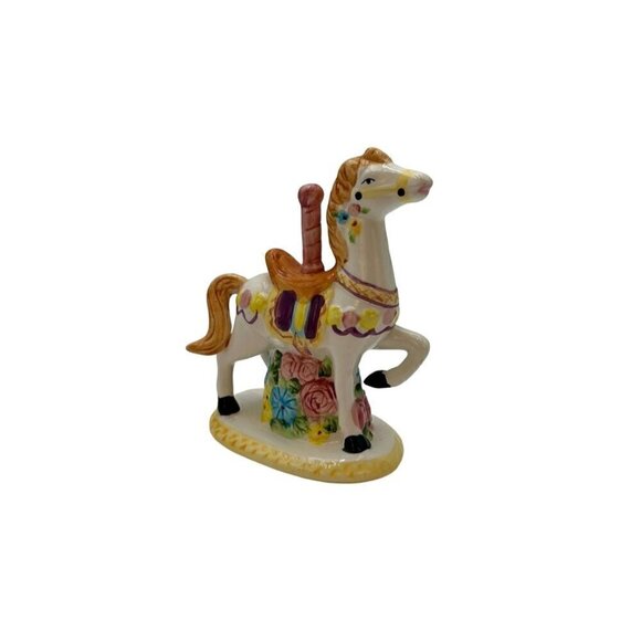 VINTAGE Porcelain Merry-Go-Round Carousel Horse Figurine | Hand-made and painted - Picture 1 of 15